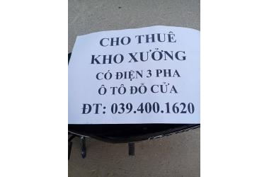 CHÍNH CHỦ ,Cho thuê kho xưởng diện tích tổng 300m